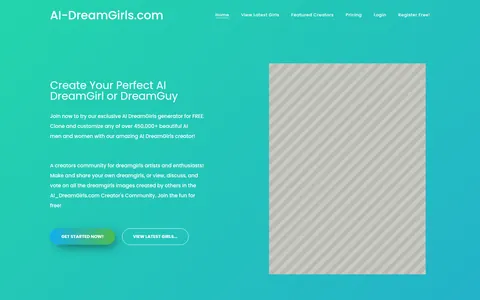 Reviewed capture of the AI DreamGirls public landing page