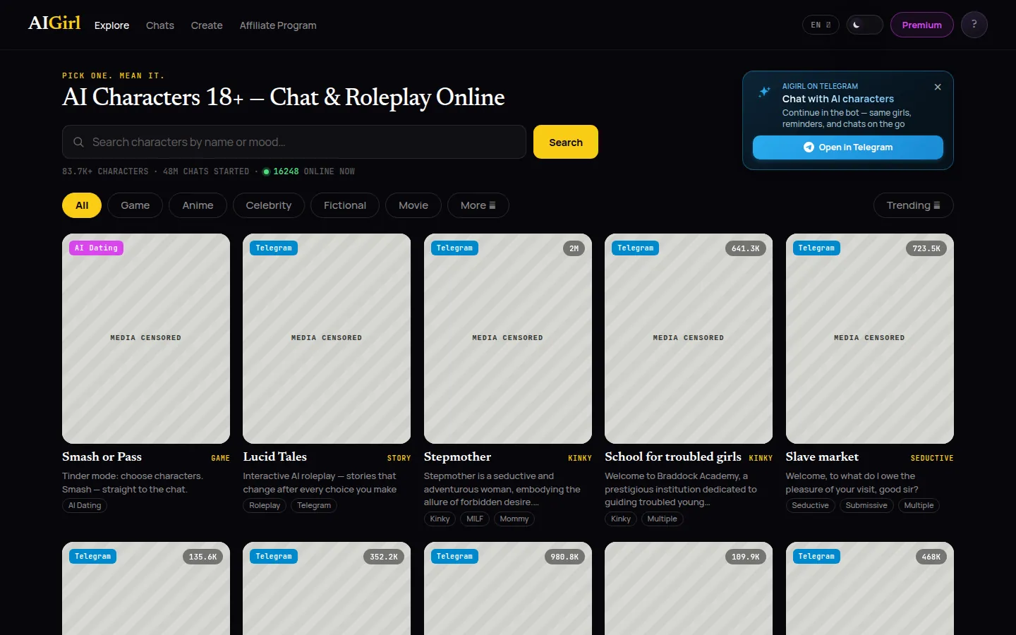 Reviewed capture of the AI Girl.one public landing page