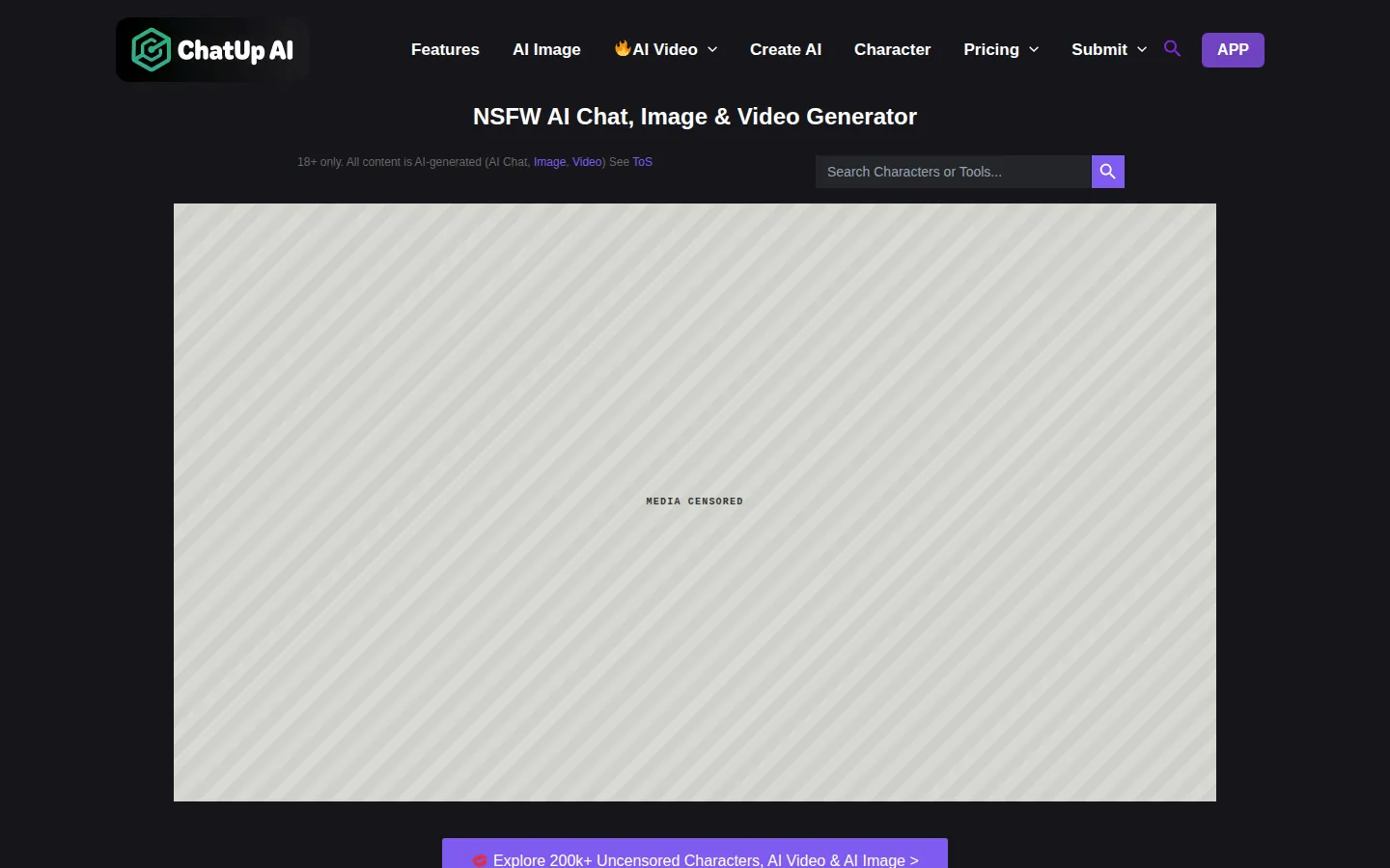 Reviewed capture of the ChatUp AI public landing page