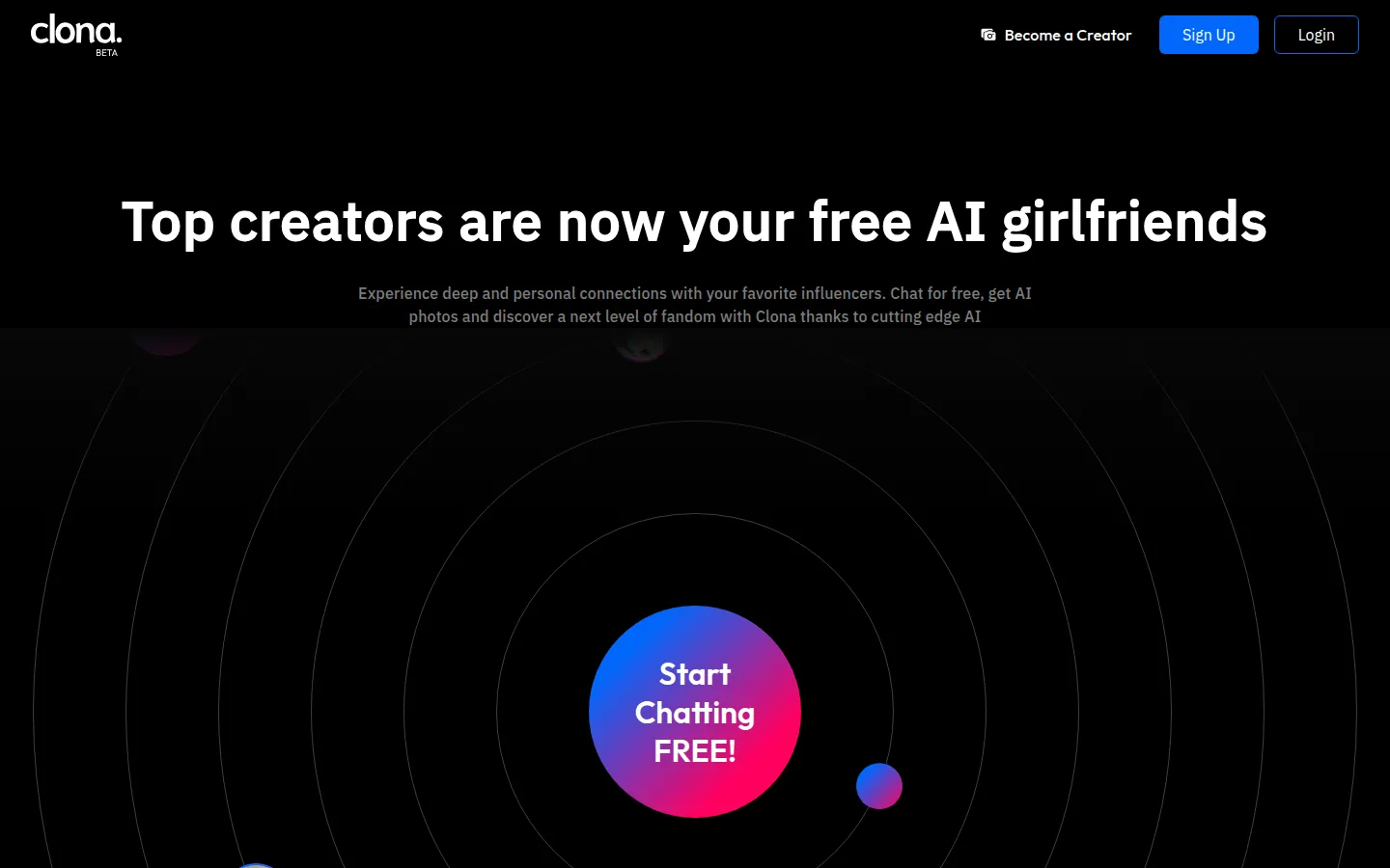 Reviewed capture of the Clona AI public landing page