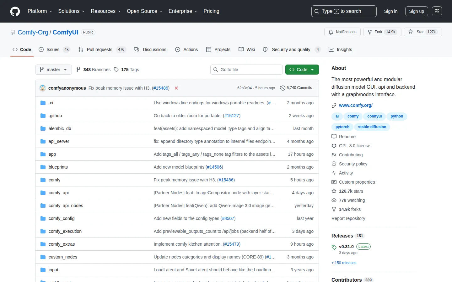 Reviewed capture of the ComfyUI public landing page