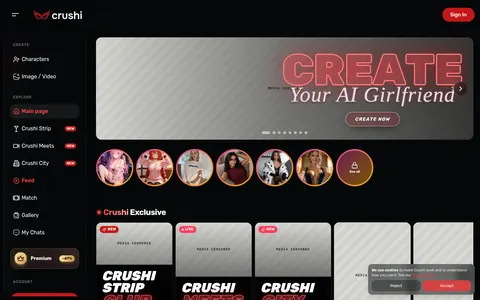 Reviewed capture of the Crushi public landing page