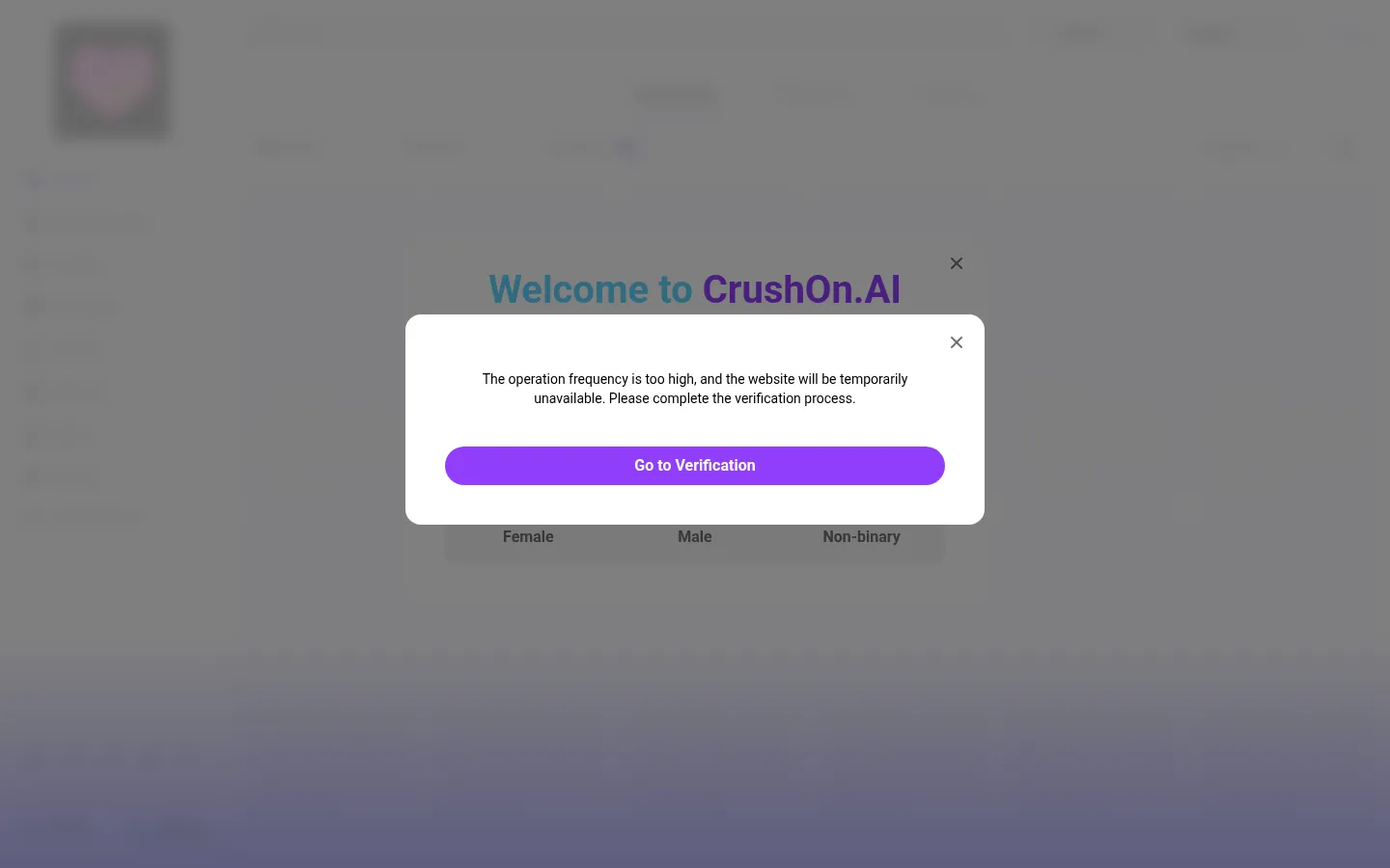 Reviewed capture of the CrushOn.AI public landing page
