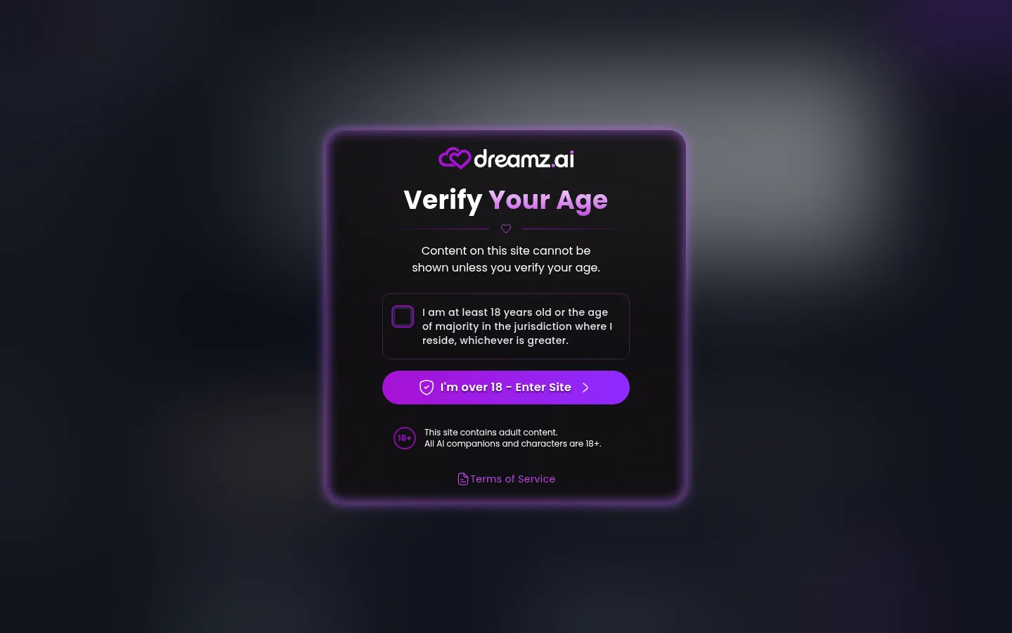 Reviewed capture of the Dreamz AI public landing page