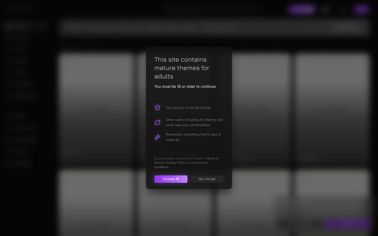 Reviewed capture of the Erogen public landing page