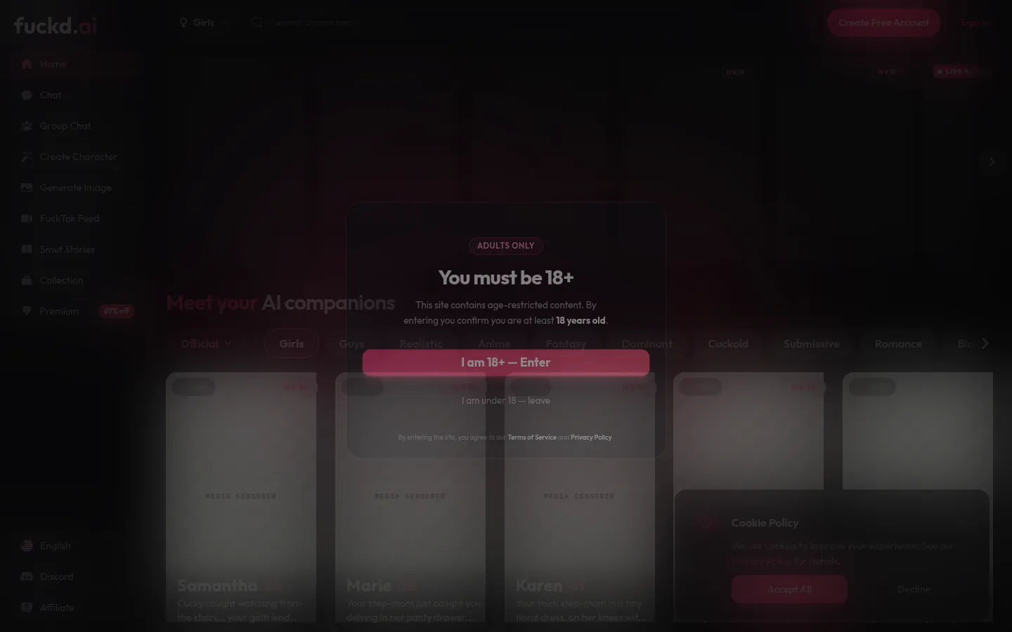 Reviewed capture of the Fuckd public landing page