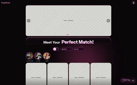 Reviewed capture of the Kupid AI public landing page