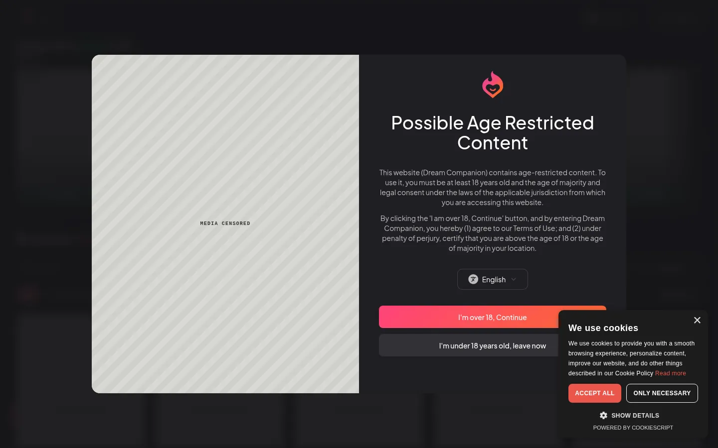 Reviewed capture of the My Dream Companion public landing page