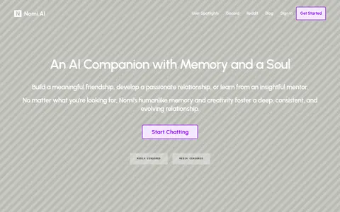 Reviewed capture of the Nomi public landing page