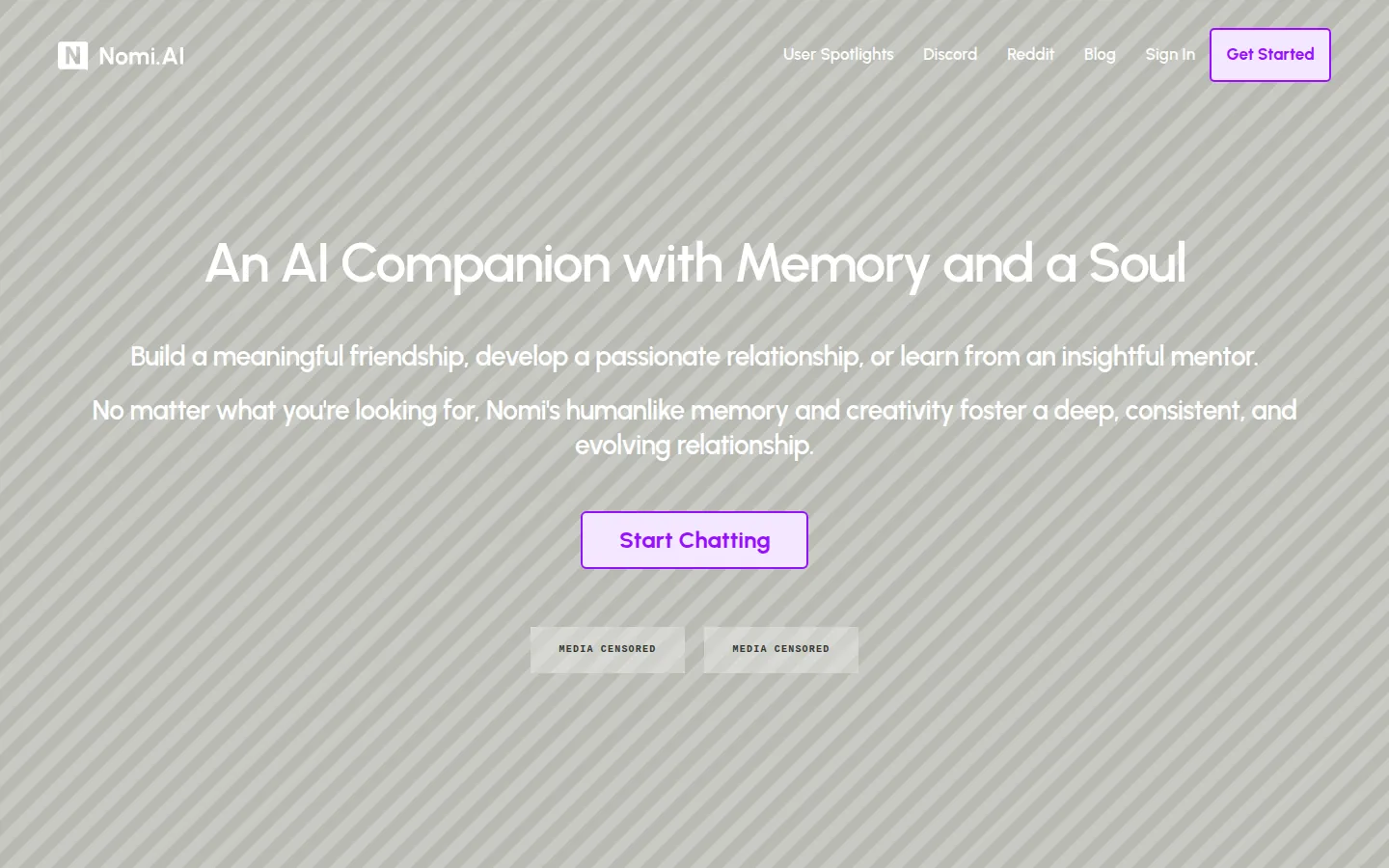 Reviewed capture of the Nomi public landing page