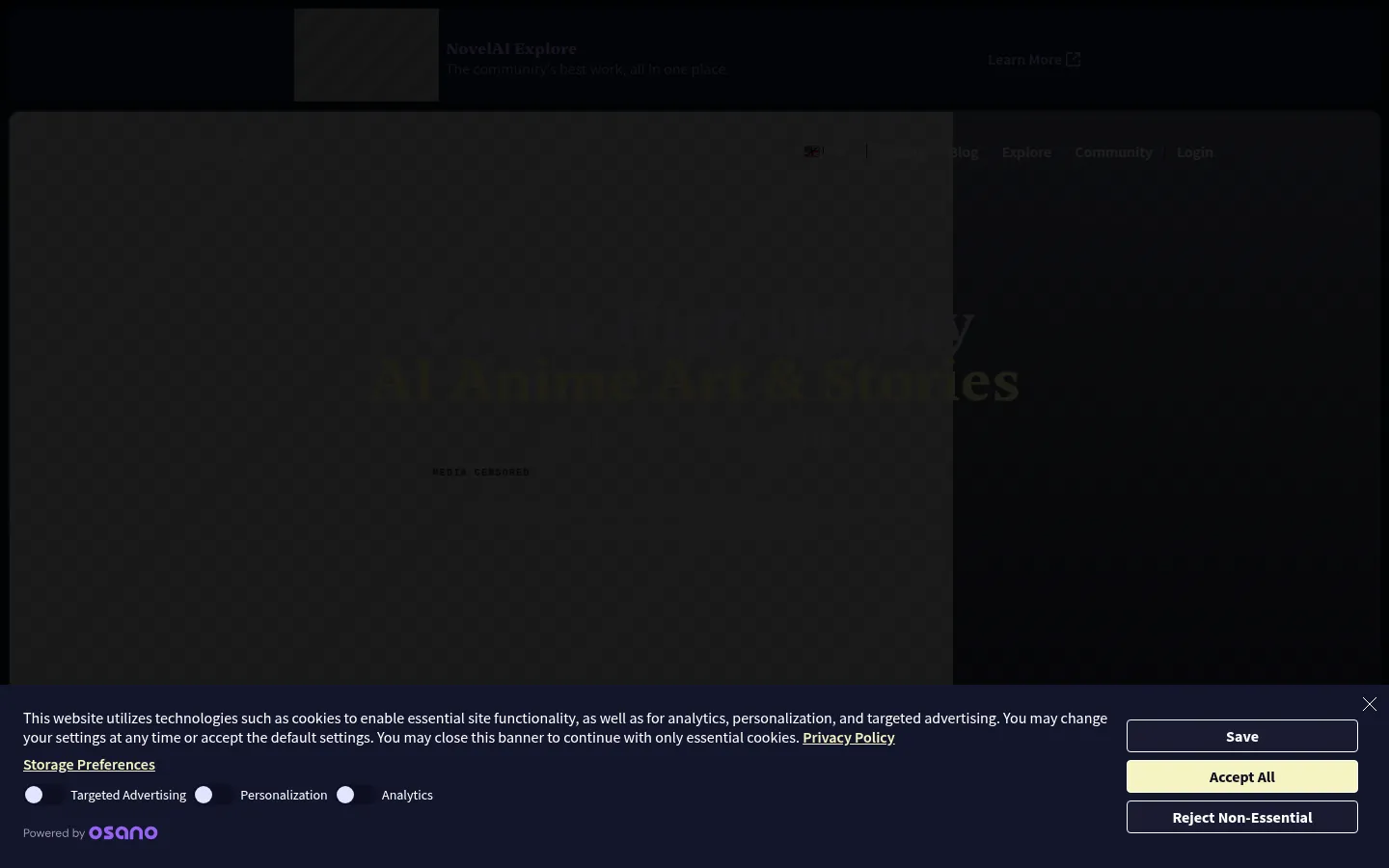 Reviewed capture of the NovelAI public landing page