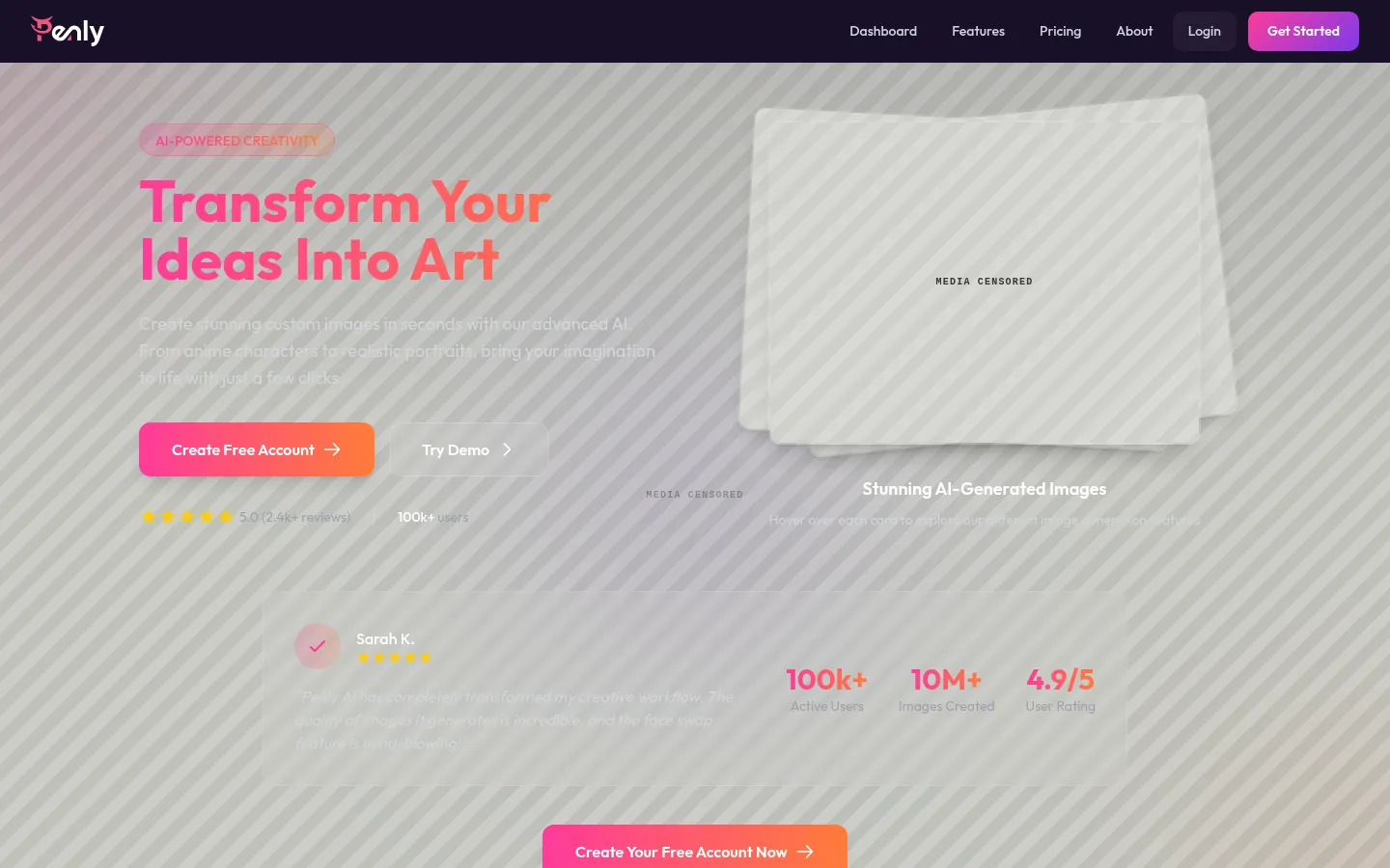 Reviewed capture of the Penly AI public landing page