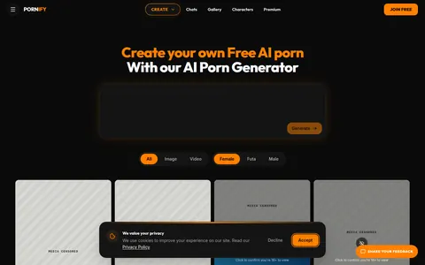 Reviewed capture of the Pornify public landing page