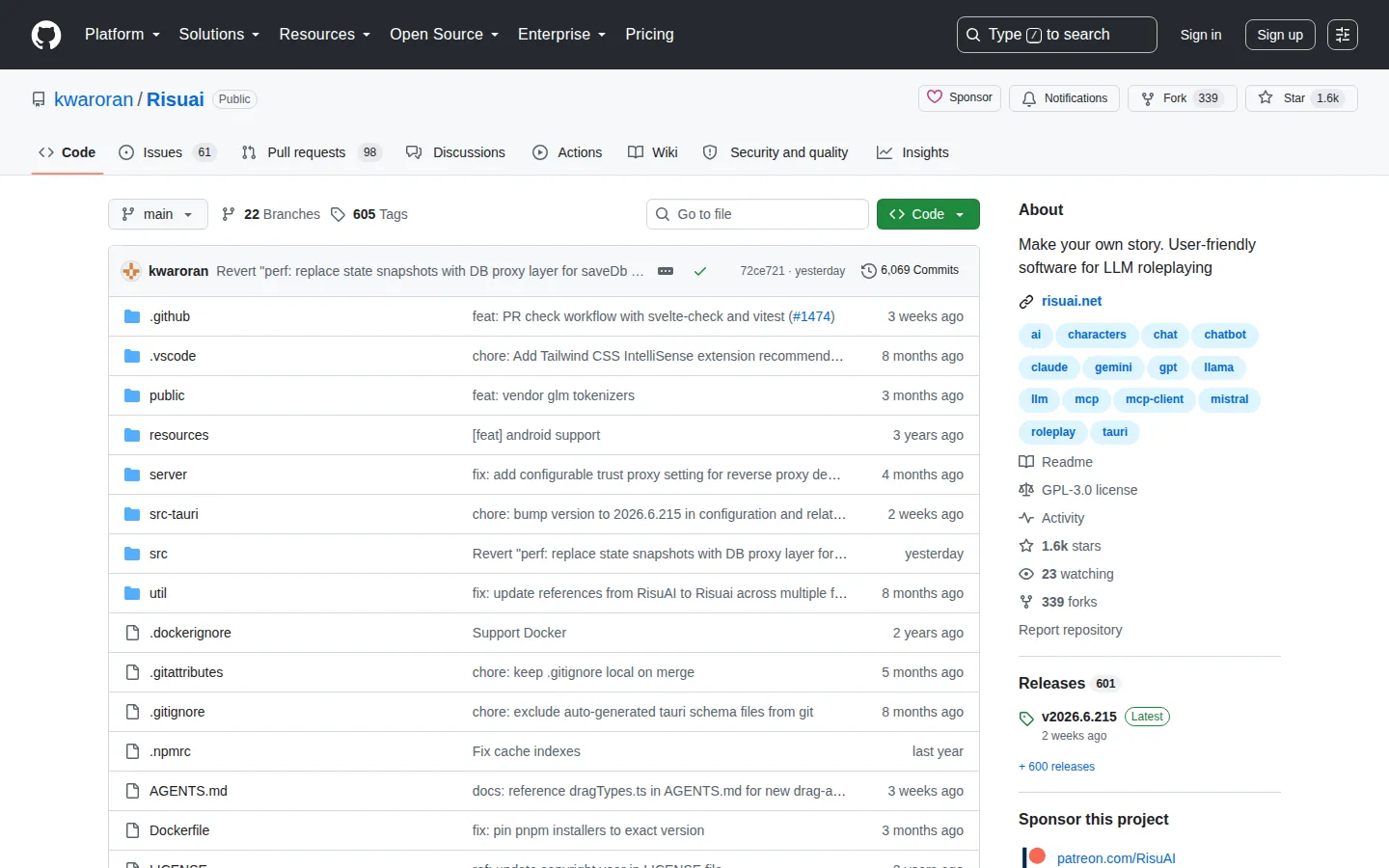 Reviewed capture of the RisuAI public landing page