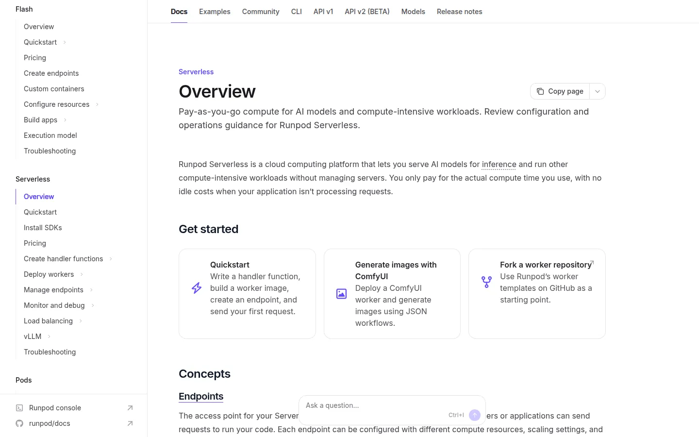 Reviewed capture of the RunPod public landing page