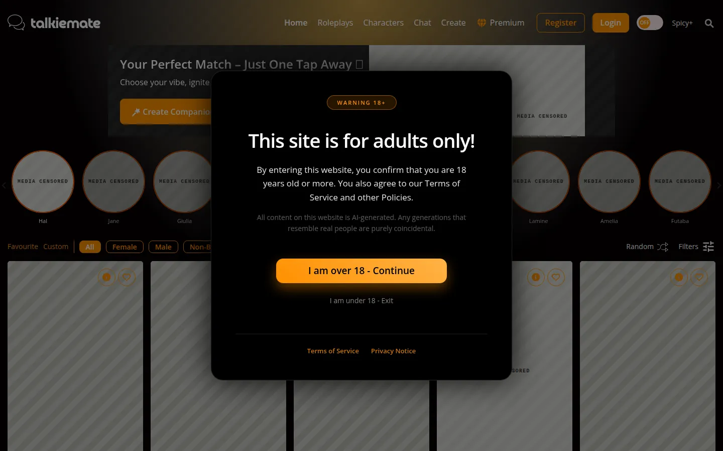 Reviewed capture of the TalkieMate public landing page